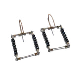 Square Hook Earrings with Stones