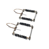 Square Hook Earrings with Stones