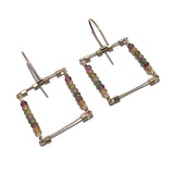 Square Hook Earrings with Stones