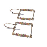 Square Hook Earrings with Stones