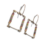 Square Hook Earrings with Stones