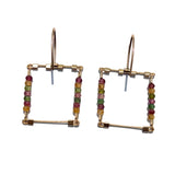 Square Hook Earrings with Stones