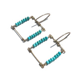 Square Hook Earrings with Stones