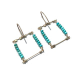 Square Hook Earrings with Stones
