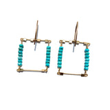 Square Hook Earrings with Stones