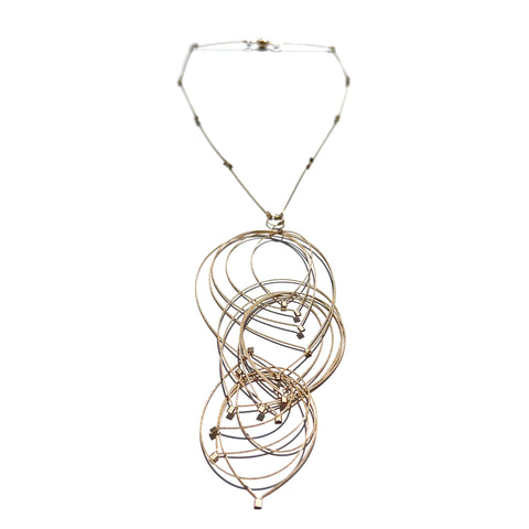 Triple Feather Teardrop Pendant Necklace