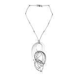 Triple Feather Teardrop Pendant Necklace