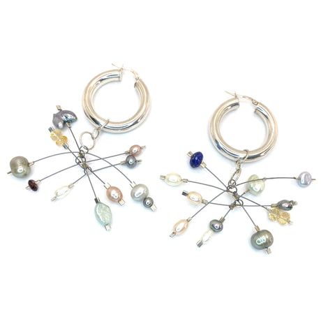 Kinetic Mobile Gemstone Hoops