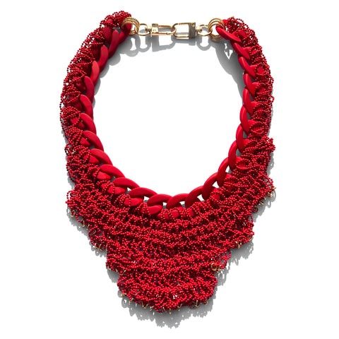 MPR x THE IMAGINARIUM: Red Ziggurat Crochet Chain Necklace