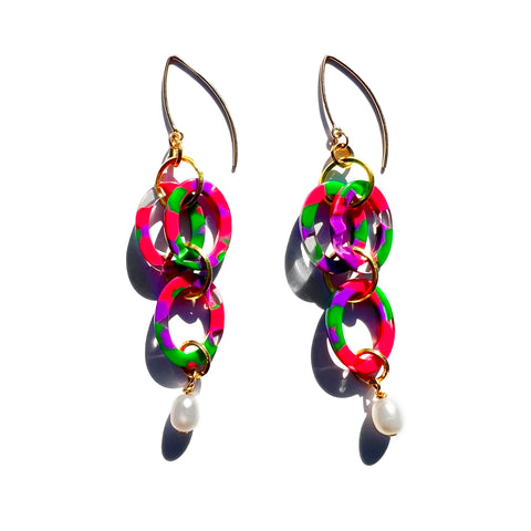 MPR x THE IMAGINARIUM: Watermelon + White Pearl Drop Earrings