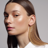 Square Hook Earrings with Stones