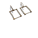 Square Hook Earrings with Stones