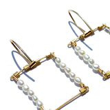 Square Hook Earrings with Stones