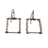 Square Hook Earrings with Stones