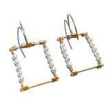 Square Hook Earrings with Stones