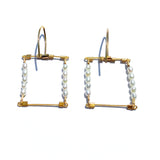 Square Hook Earrings with Stones