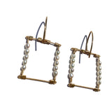 Square Hook Earrings with Stones