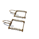 Square Hook Earrings with Stones