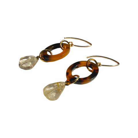 MPR x IMAGINARIUM Amber Tortoise Clear Drop Earrings