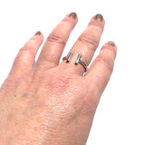 MPR X NU/NUDE Double Perpendicular Tuyau Ring with Stone