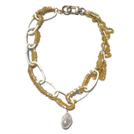 MPR x THE IMAGINARIUM: Gold Dust + White Baroque Pearl Chain Necklace