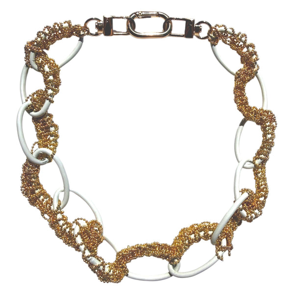 Gold Chain on White Links Necklace, SFMOMA 2026 studio view