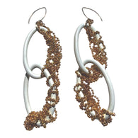 MPR x IMAGINARIUM: White Orbit Chain-Link Earrings, front view