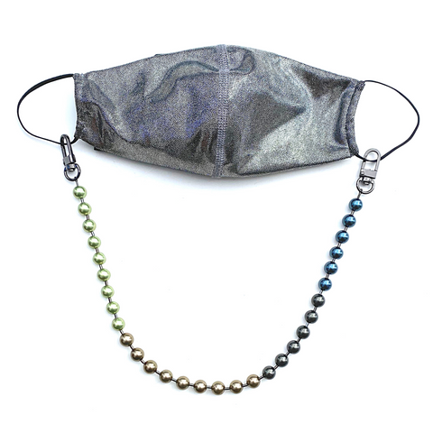 Sea Change Bead Mask Chain Necklace- Greens Colorblocked Swarovski Pearls