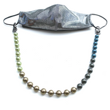 Sea Change Bead Mask Chain Necklace- Greens Colorblocked Swarovski Pearls
