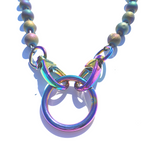 Sea Change Bead Necklace- Rainbow Iridescent Druzy Quartz
