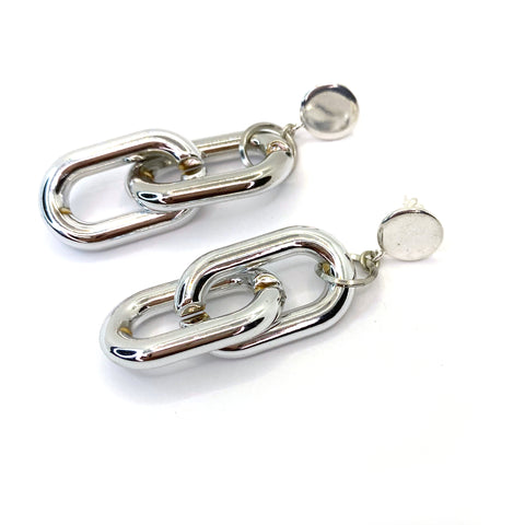 MPR x THE IMAGINARIUM: Bubble Chain Post Earrings in Double Link Silver