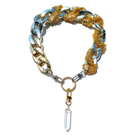 MPR x THE IMAGINARIUM: Bubble Curb Chain Necklace in Two-Tone with Crystal Charm