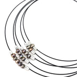 MPR Maxi Cable Collection: Cinq Mobius Necklace in Steel with Freshwater Pearls