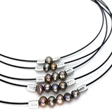 MPR Maxi Cable Collection: Cinq Mobius Necklace in Steel with Freshwater Pearls