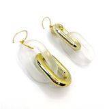 MPR x THE IMAGINARIUM: Double Bubble Double Large Drops in Mismatch Frosted Clear Opaque+Gold Two-Tone on Gold Hooks