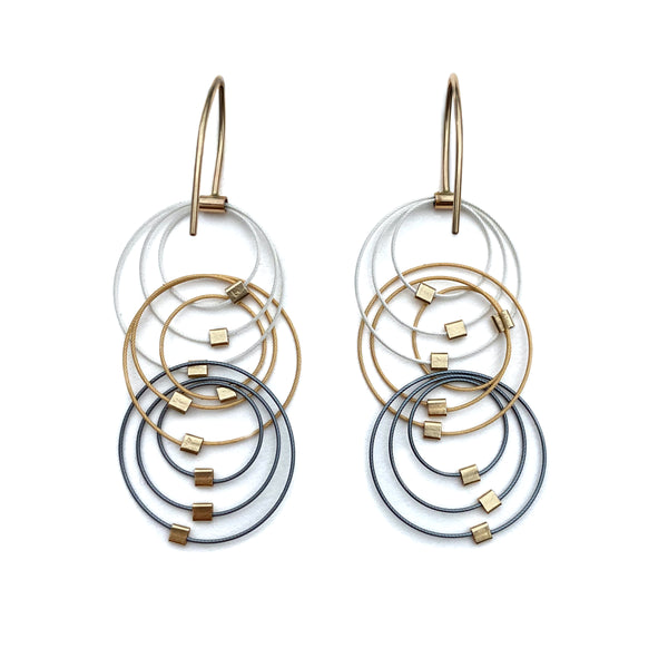 Grad Circle Triplet Hook Earrings