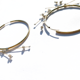 MPR x Golden Glow Earrings: XL Kriss Kross Hoops in Labradorite