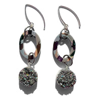 MPR x THE IMAGINARIUM: Grey Tortoise with Druzy Drop Earrings