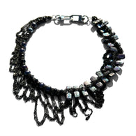 MPR x THE IMAGINARIUM: Peacock Pearl with Gunmetal Chain Asymmetrical Necklace