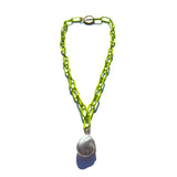 MPR x THE IMAGINARIUM: Neon Yellow Chain Pearl Pendant Necklace