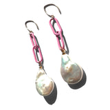 MPR x THE IMAGINARIUM: Blush Pink Chain and Pearl Drop Earrings