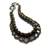 MPR x THE IMAGINARIUM: Bronze Drip Crochet Chain Swarovski Pearl Necklace