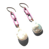 MPR x THE IMAGINARIUM: Blush Pink Chain and Pearl Drop Earrings