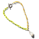 MPR x THE IMAGINARIUM: Opal and Pearl Neon Yellow Chain Necklace