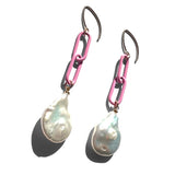MPR x THE IMAGINARIUM: Blush Pink Chain and Pearl Drop Earrings