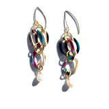 MPR x THE IMAGINARIUM: Maroon + Herringbone with White Pearl Double Drop Earrings