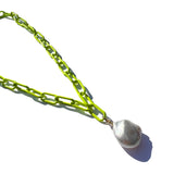 MPR x THE IMAGINARIUM: Neon Yellow Chain Pearl Pendant Necklace