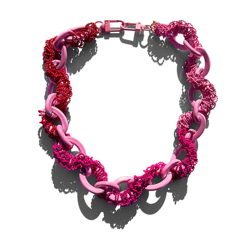 MPR x THE IMAGINARIUM: Pink+Red Chain on Pepto Pink Links Necklace