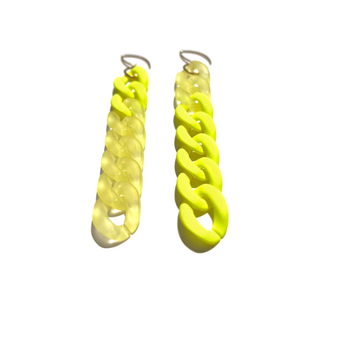 MPR x IMAGINARIUM: Curb Chain Neon Yellow Mixed Finish Earrings