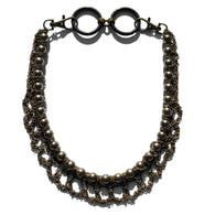 MPR x THE IMAGINARIUM: Bronze Drip Crochet Chain Swarovski Pearl Necklace